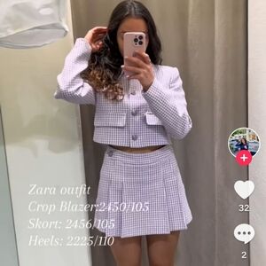 Zara 2pcs Cropped Blazer + Skorts